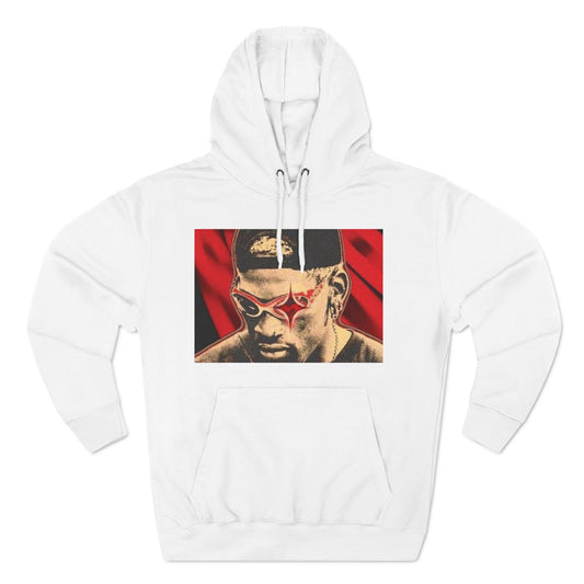 Hoodie - Bold Red Graphic Three-Panel Fleece Hoodie (“Don’t Stop” Back Print)
